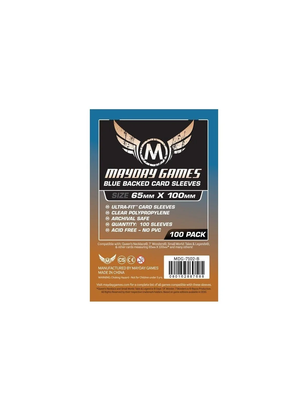 [7102B] Mayday Games Magnum Ultra-Fit 7 Wonders Blue Backed (Pack of 100) (65x100mm) de Mayday en Fundas | La Cueva Roja