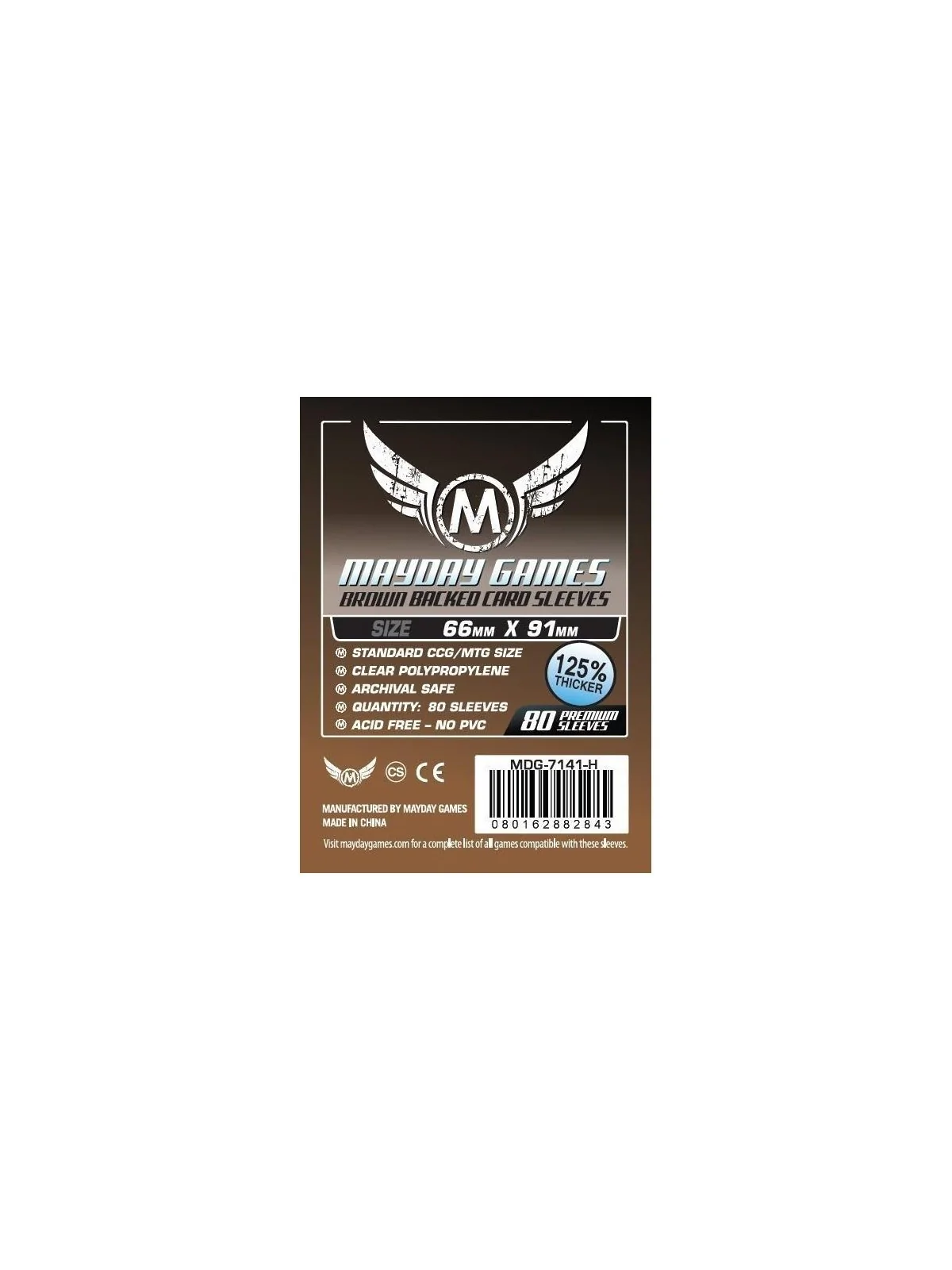 [7141H] Mayday Games Card Game Sleeves Brown Backed (Pack of 80) (66x91mm) de Mayday en Fundas | La Cueva Roja