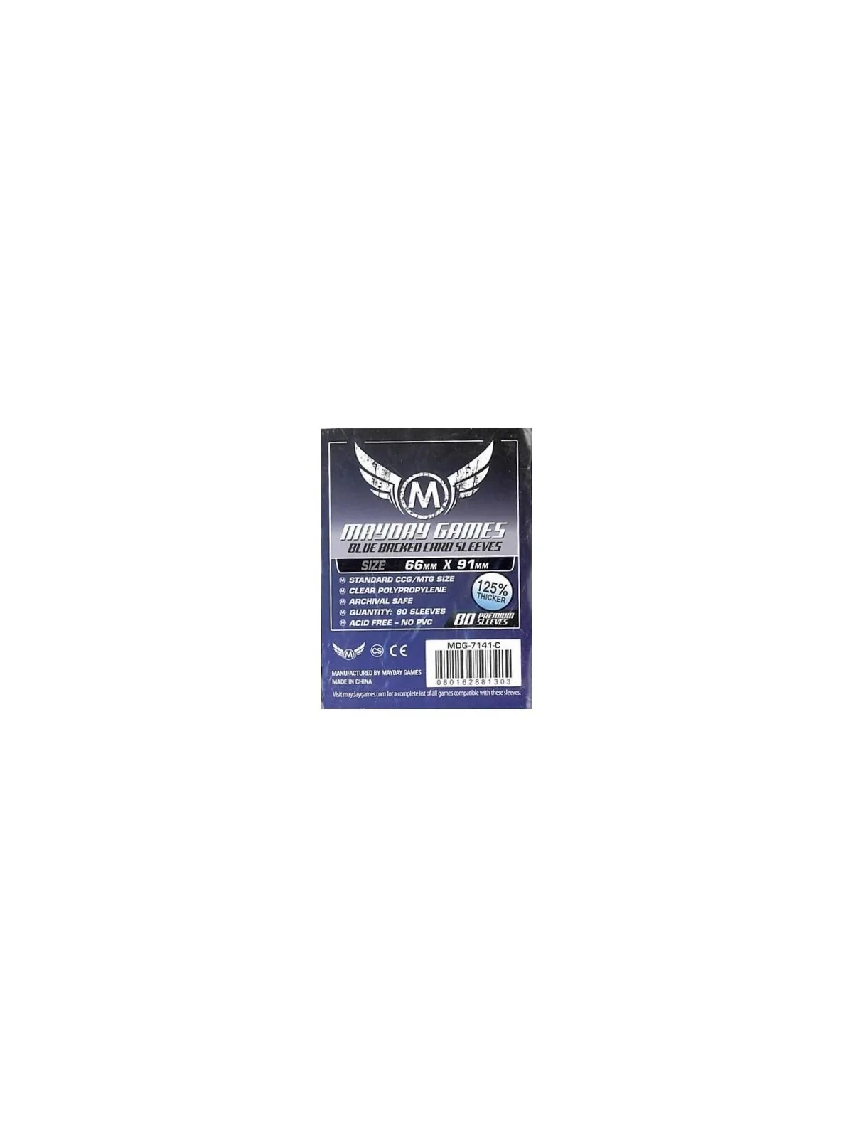 [7141C] Mayday Games Card Game Sleeves Blue Backed (Pack of 80) (66x91mm) de Mayday en Fundas | La Cueva Roja