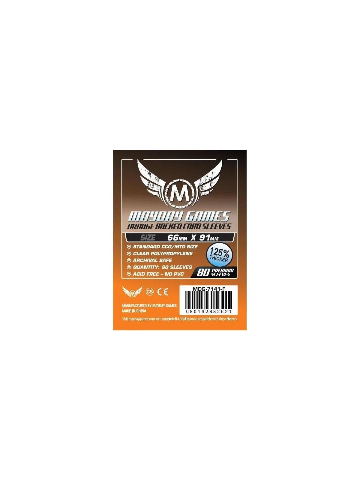 [7141F] Mayday Games Card Game Sleeves Orange Backed (Pack of 80) (66x91mm) de Mayday en Fundas | La Cueva Roja