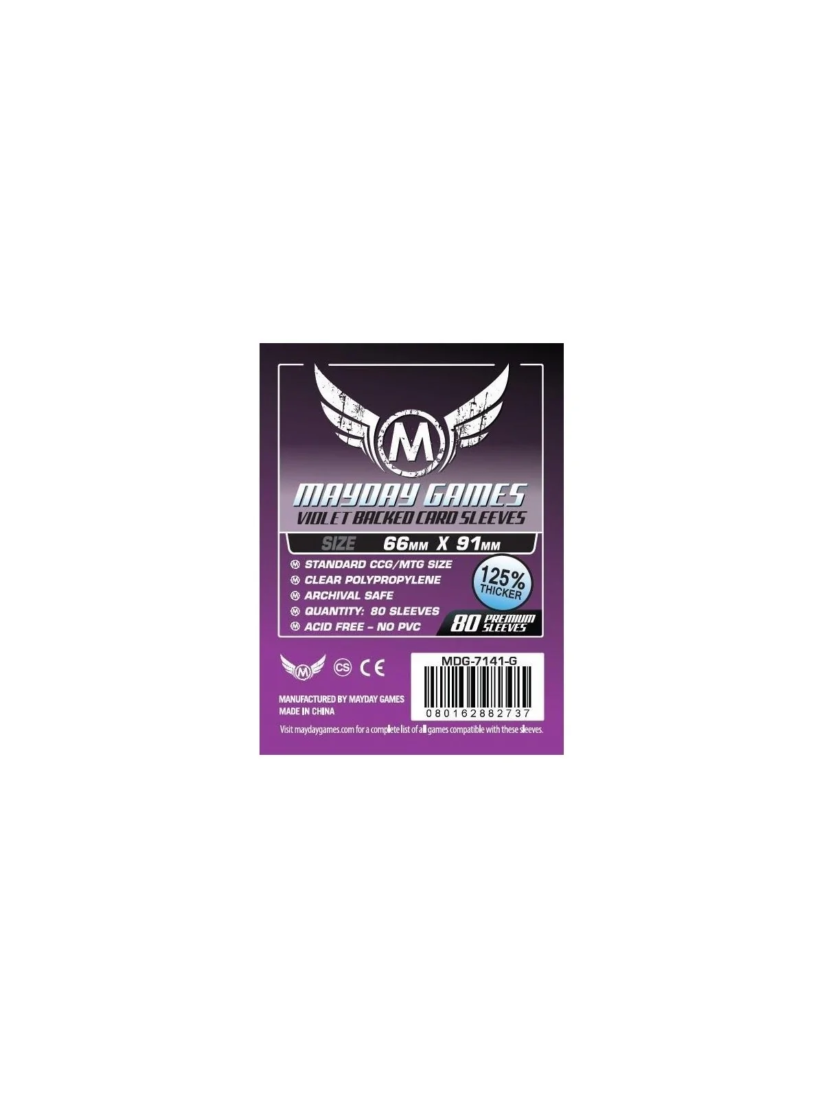[7141G] Mayday Games Card Game Sleeves Violet Backed (Pack of 80) (66x91mm) de Mayday en Fundas | La Cueva Roja