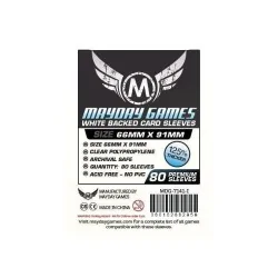 [7141I] Mayday Games Card Game Sleeves White Backed (Pack of 80) (66x91mm) de Mayday en Fundas | La Cueva Roja