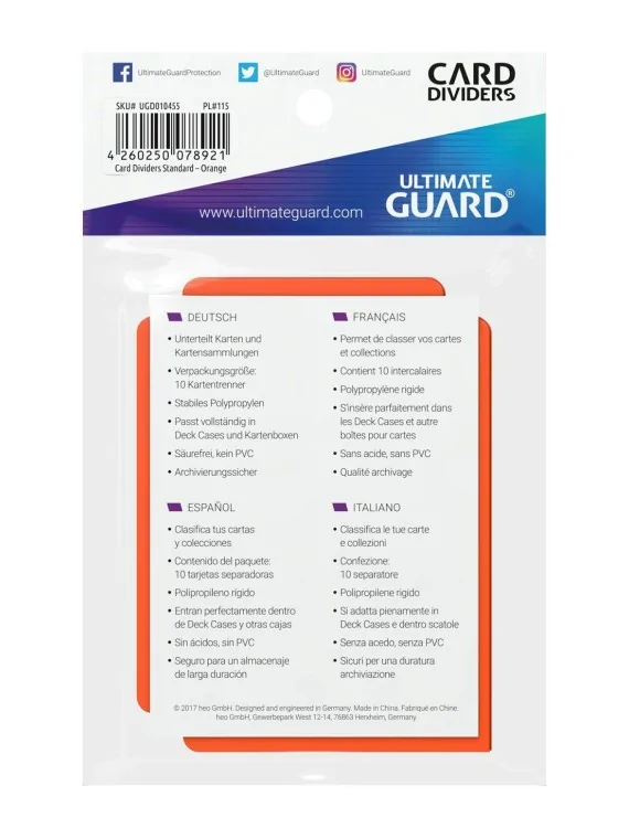 Ultimate Guard Card Dividers Tarjetas Separadoras para Cartas Tamaño Estándar Naranja (10) de Ultimate Guard en OTROS | La Cueva