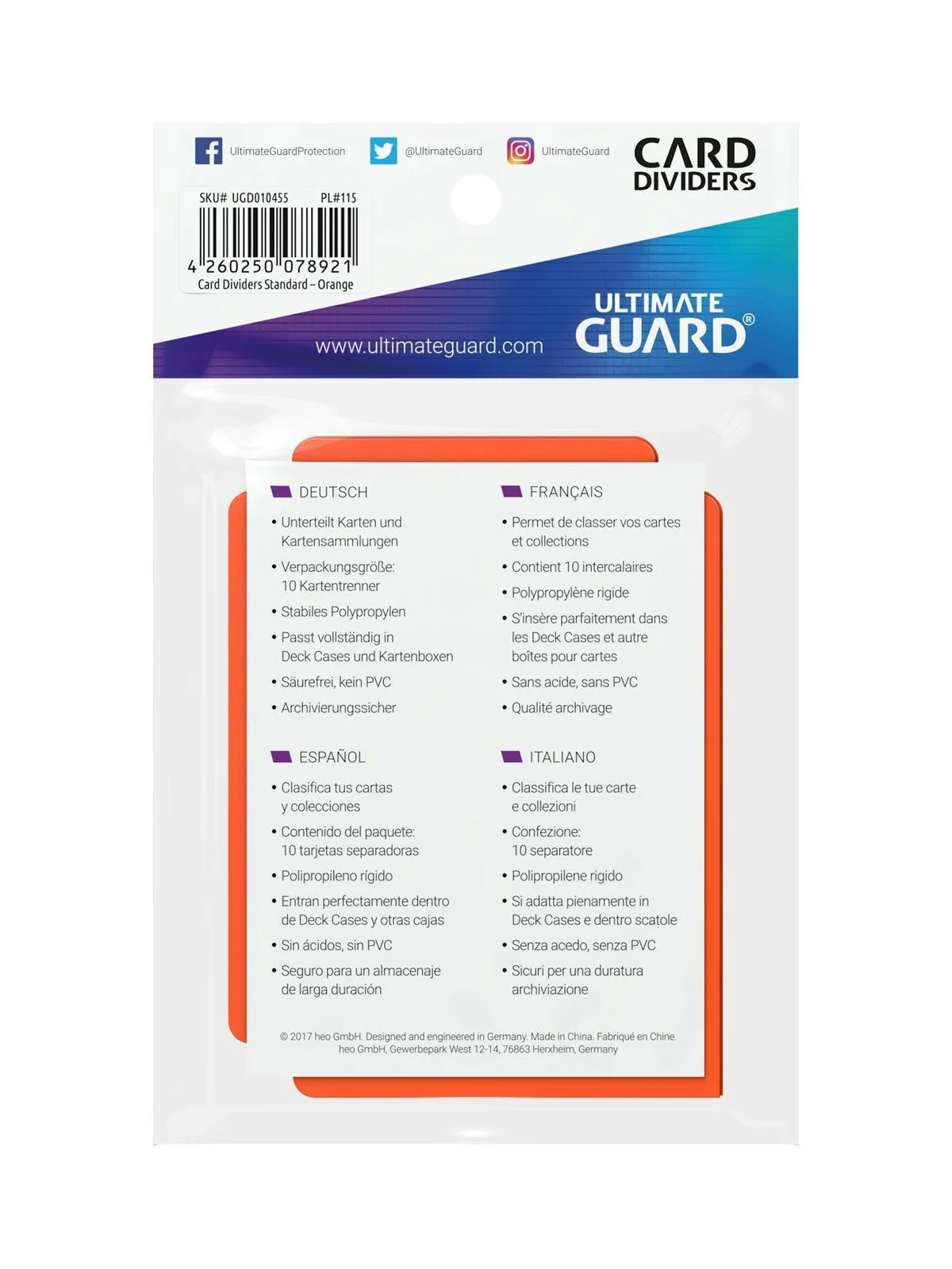Ultimate Guard Card Dividers Tarjetas Separadoras para Cartas Tamaño Estándar Naranja (10) de Ultimate Guard en OTROS | La Cueva