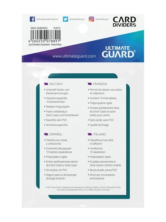 Ultimate Guard Card Dividers Tarjetas Separadoras para Cartas Tamaño Estándar Gasolina Azul (10) de Ultimate Guard en OTROS | La