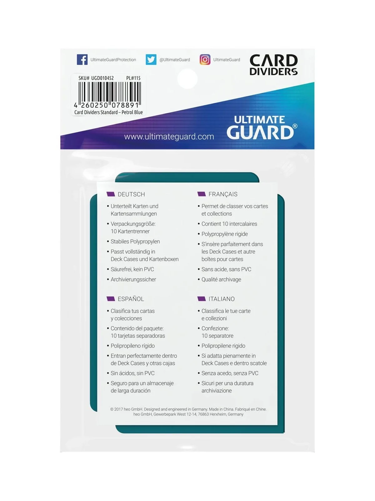 Ultimate Guard Card Dividers Tarjetas Separadoras para Cartas Tamaño Estándar Gasolina Azul (10) de Ultimate Guard en OTROS | La