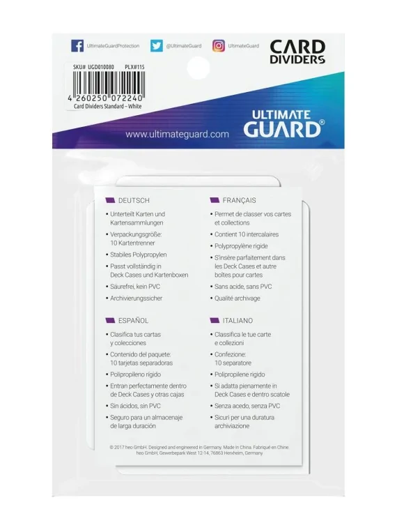 Ultimate Guard Card Dividers Tarjetas Separadoras para Cartas Tamaño Estándar Blanco (10) de Ultimate Guard en OTROS | La Cueva 