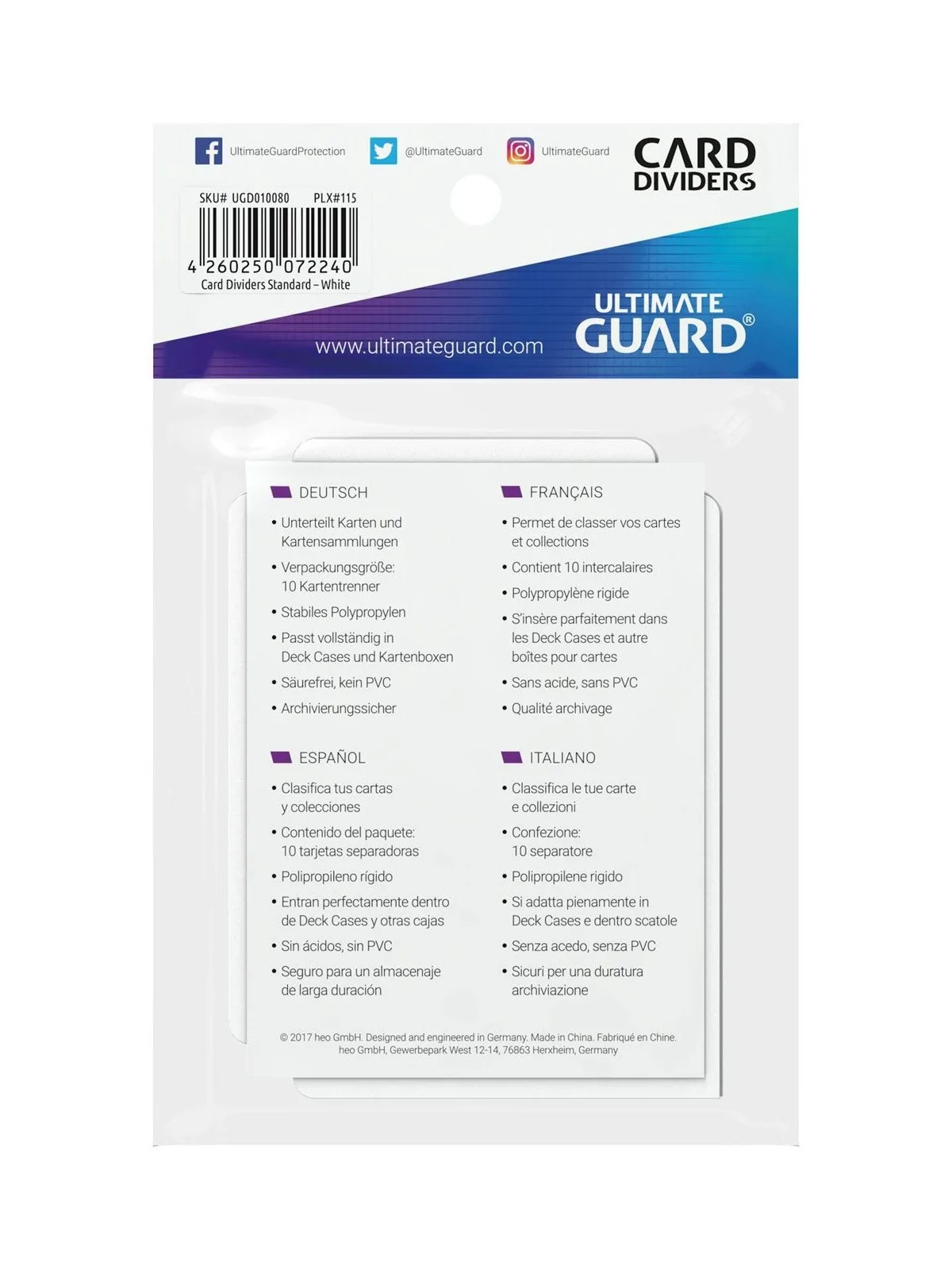 Ultimate Guard Card Dividers Tarjetas Separadoras para Cartas Tamaño Estándar Blanco (10) de Ultimate Guard en OTROS | La Cueva 