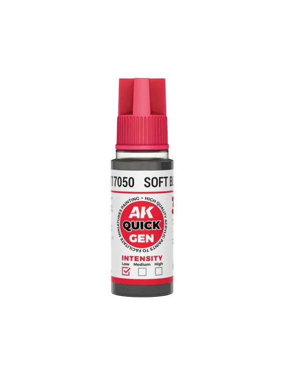Soft Black Quick Gen Color 18 ml (AK17050) de AK Interactive en AK Quick Gen | La Cueva Roja