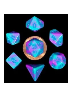 FanRoll Mini Pack de Dados Turquoise and Purple Marble de FanRoll en Dados | La Cueva Roja