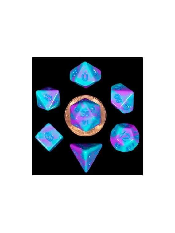 FanRoll Mini Pack de Dados Turquoise and Purple Marble de FanRoll en Dados | La Cueva Roja