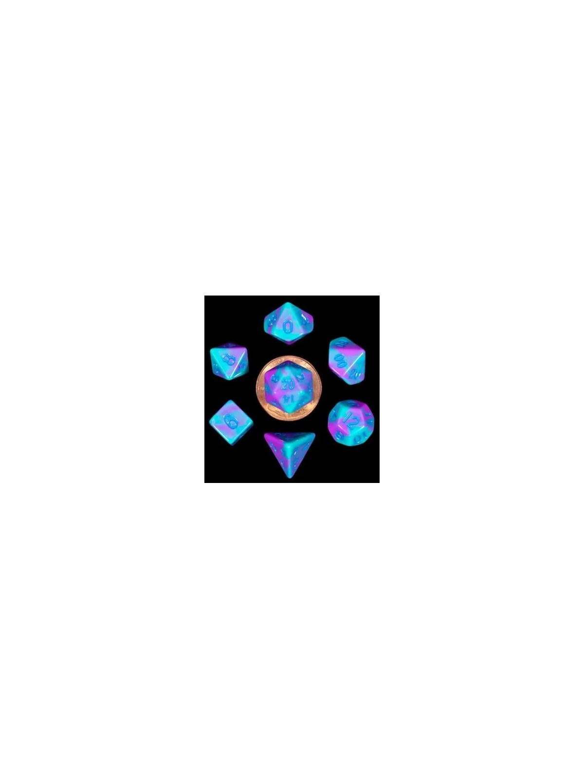FanRoll Mini Pack de Dados Turquoise and Purple Marble de FanRoll en Dados | La Cueva Roja