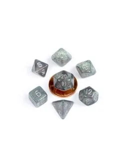 FanRoll Mini Pack de Dados Stardust Gray with Silver Numbers de FanRoll en Dados | La Cueva Roja