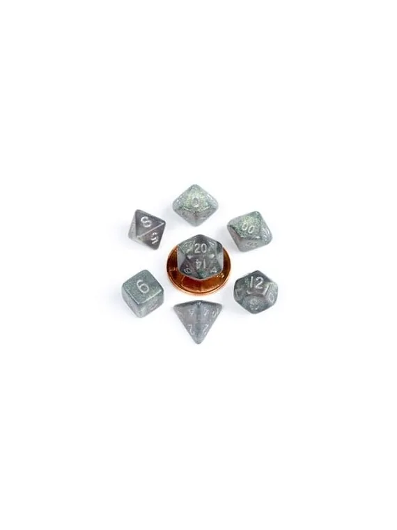 FanRoll Mini Pack de Dados Stardust Gray with Silver Numbers de FanRoll en Dados | La Cueva Roja