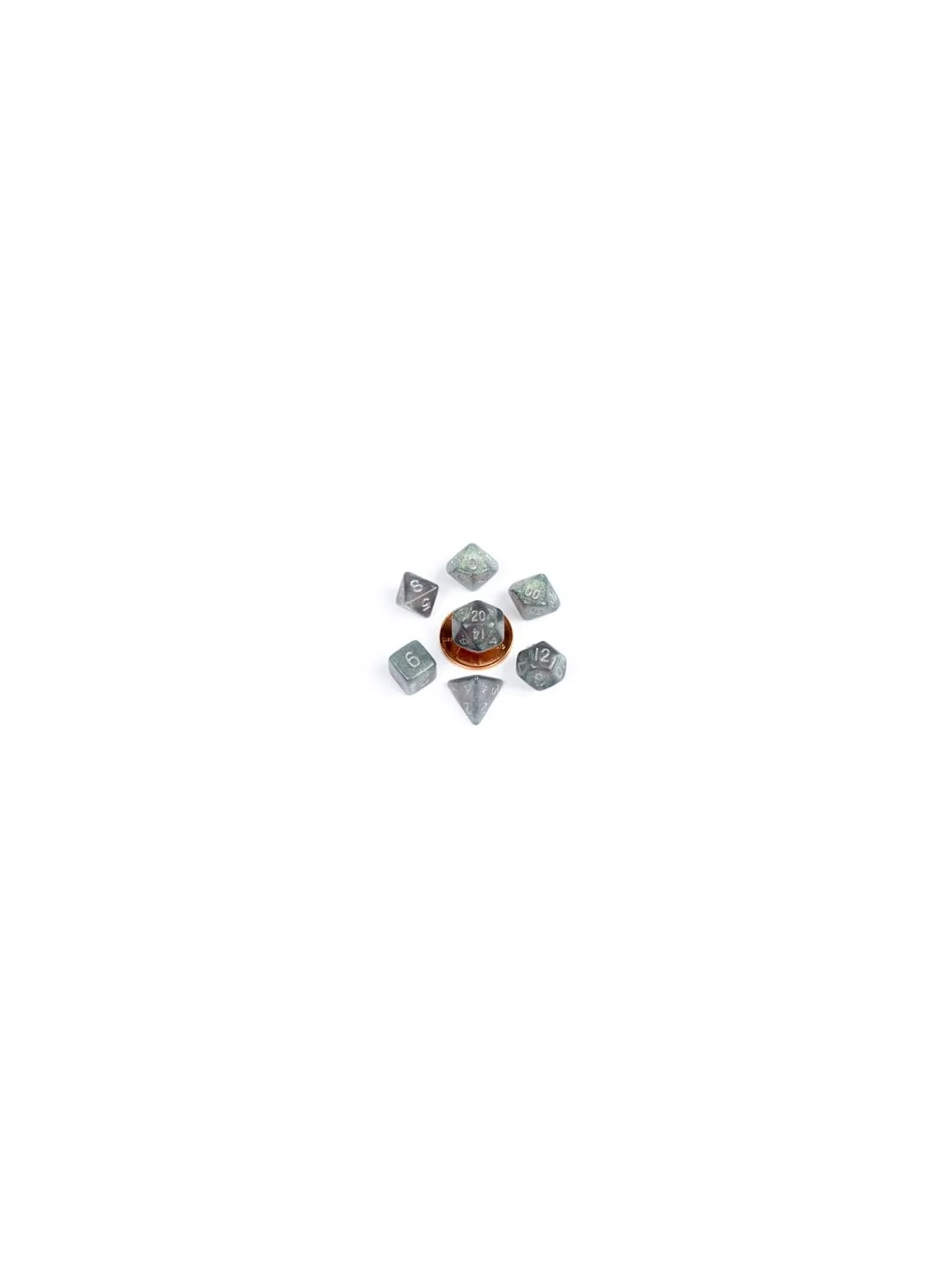 FanRoll Mini Pack de Dados Stardust Gray with Silver Numbers de FanRoll en Dados | La Cueva Roja
