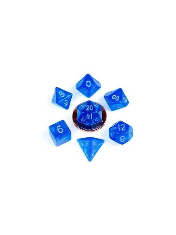 FanRoll Mini Pack de Dados Stardust Blue with Silver Numbers de FanRoll en Dados | La Cueva Roja
