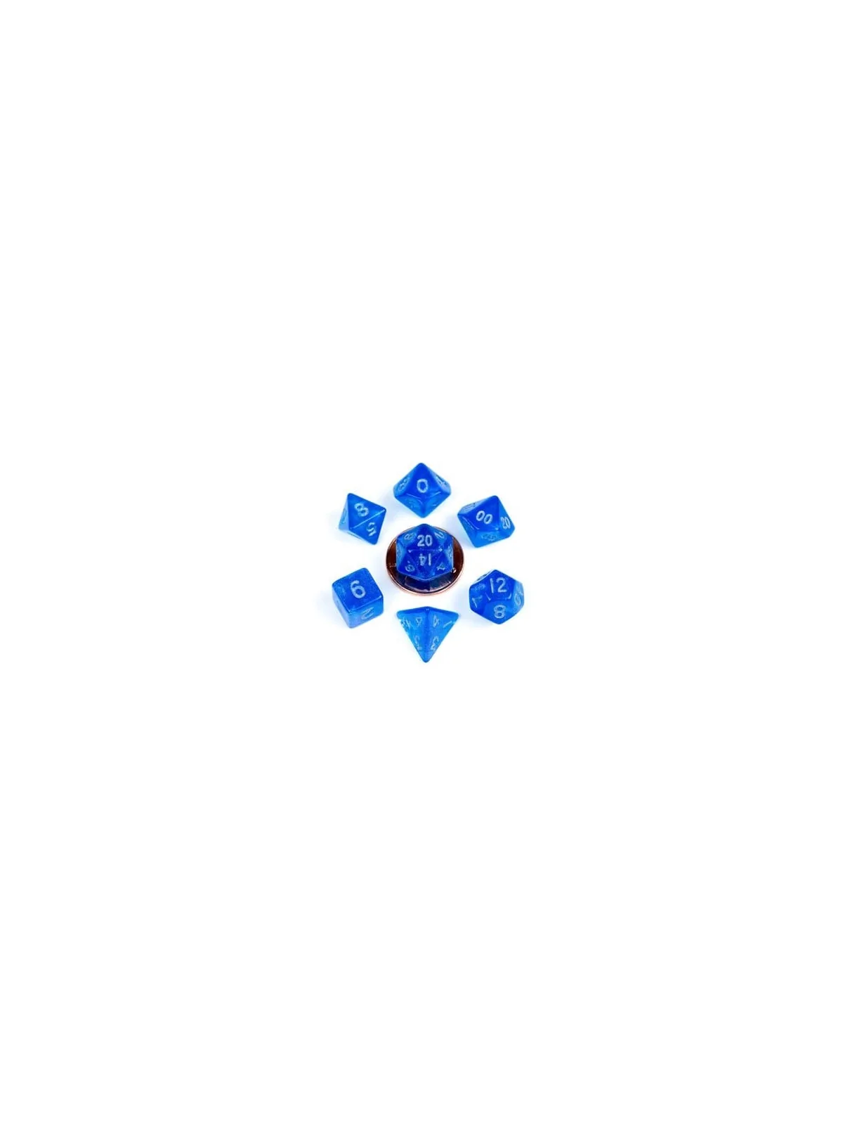 FanRoll Mini Pack de Dados Stardust Blue with Silver Numbers de FanRoll en Dados | La Cueva Roja