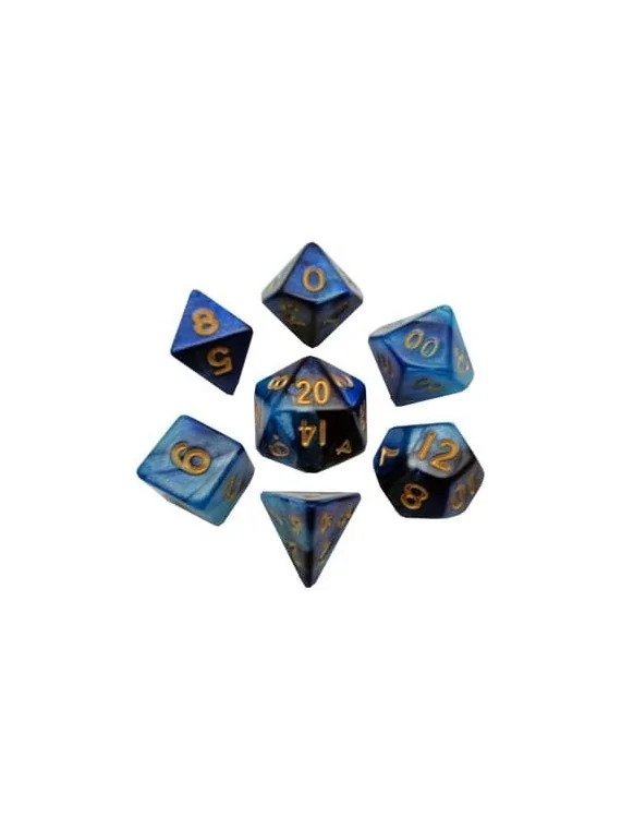 FanRoll Mini Pack de Dados Blue/Light Blue with Gold Numbers de FanRoll en Dados | La Cueva Roja