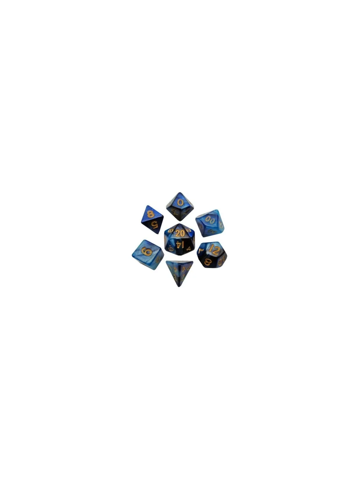 FanRoll Mini Pack de Dados Blue/Light Blue with Gold Numbers de FanRoll en Dados | La Cueva Roja