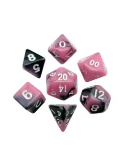 FanRoll Mini Pack de Dados Pink/Black with White Numbers de FanRoll en Dados | La Cueva Roja