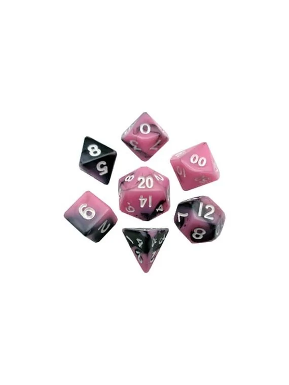 FanRoll Mini Pack de Dados Pink/Black with White Numbers de FanRoll en Dados | La Cueva Roja