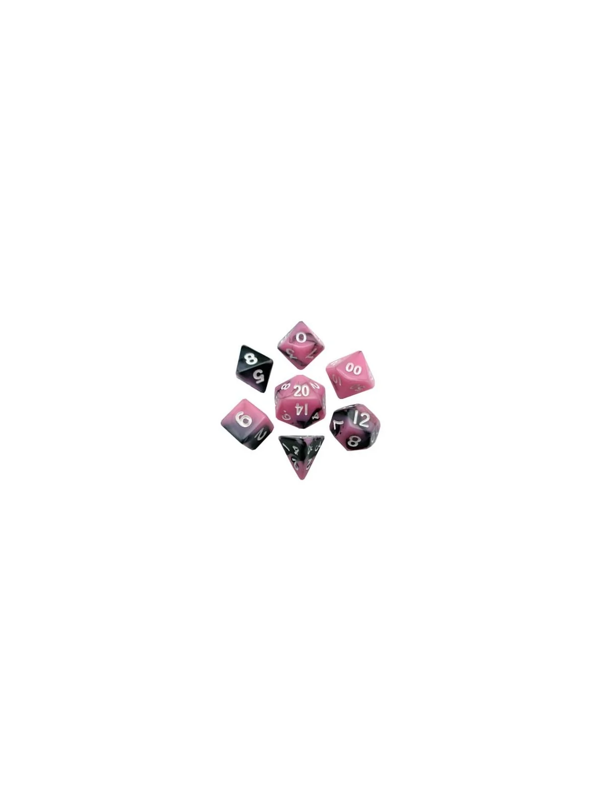 FanRoll Mini Pack de Dados Pink/Black with White Numbers de FanRoll en Dados | La Cueva Roja