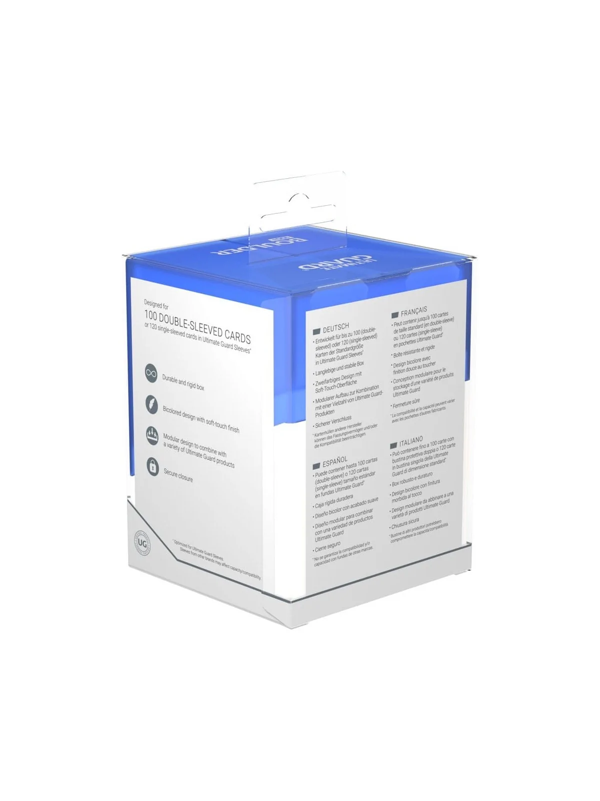 Ultimate Guard Boulder Deck Case 100+ SYNERGY Azul/Blanco de Ultimate Guard en Cajas para Cartas | La Cueva Roja