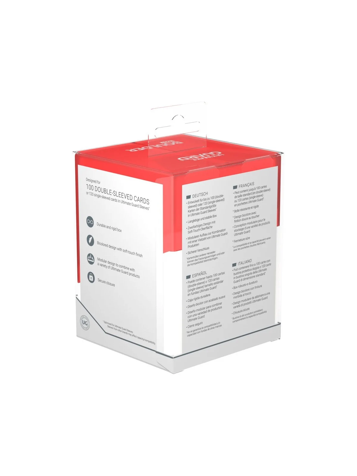 Ultimate Guard Boulder Deck Case 100+ SYNERGY Rojo/Blanco de Ultimate Guard en Cajas para Cartas | La Cueva Roja