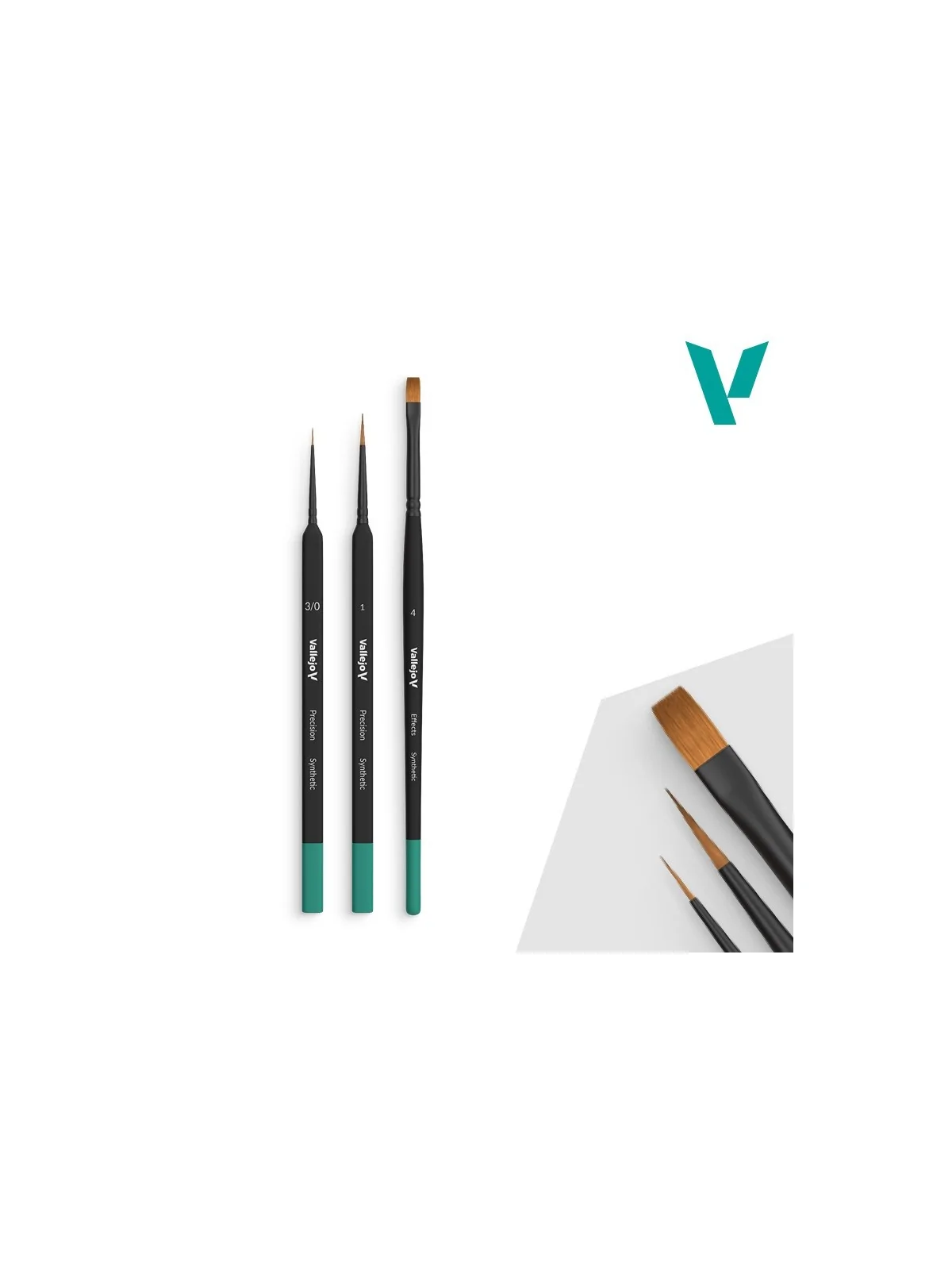Vallejo Precision Starter Set: Pelo Sintético - Mango Triangular Size 3/0, 1, 4 (B03990) de Vallejo en Vallejo | La Cueva Roja