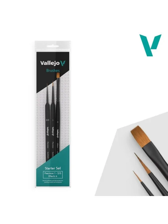 Vallejo Precision Starter Set: Pelo Sintético - Mango Triangular Size 3/0, 1, 4 (B03990) de Vallejo en Vallejo | La Cueva Roja