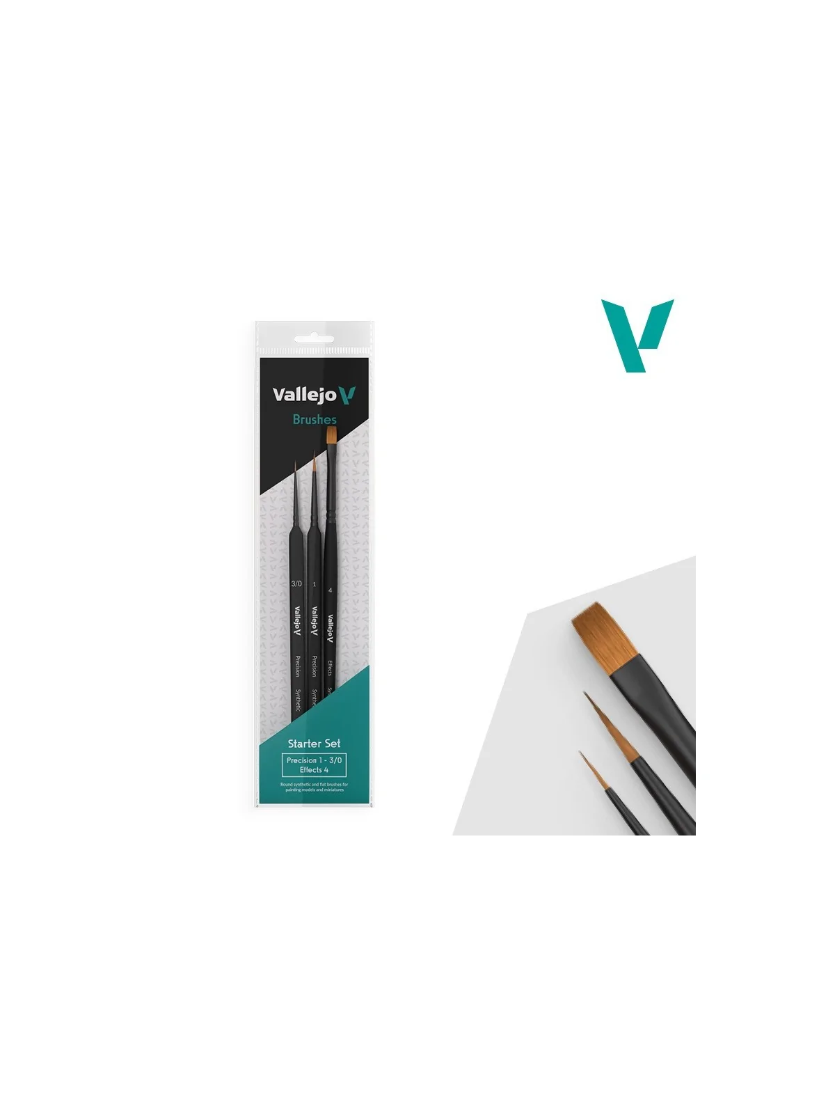 Vallejo Precision Starter Set: Pelo Sintético - Mango Triangular Size 3/0, 1, 4 (B03990) de Vallejo en Vallejo | La Cueva Roja