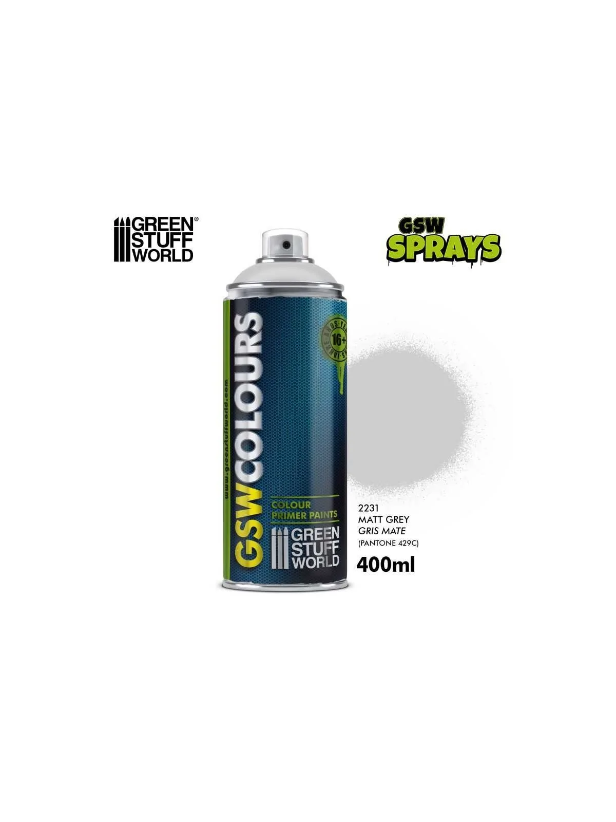 Imprimacion Gris Spray Mate Green Stuff World 400ml de Green Stuff World en Pinturas | La Cueva Roja