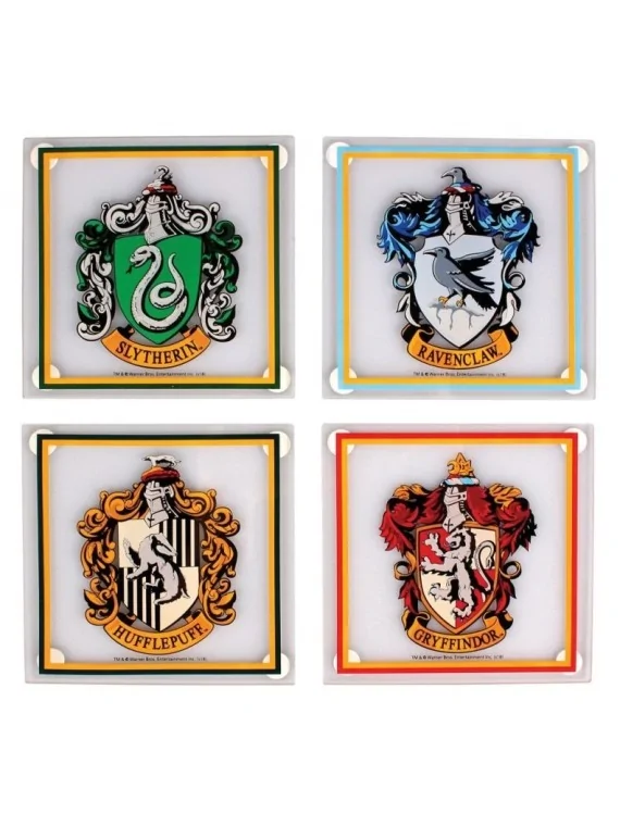 Set de 4 Posavasos Casas Hogwarts Harry Potter de Half moon bay en Decoración | La Cueva Roja