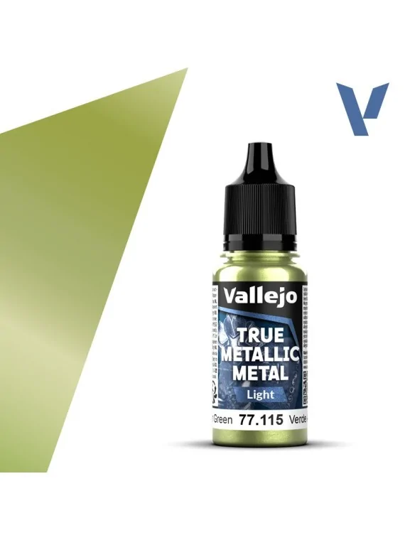 Verde Ámbar True Metallic Metal Light Vallejo 18ml (77115) de Vallejo en True Metallic Metal | La Cueva Roja