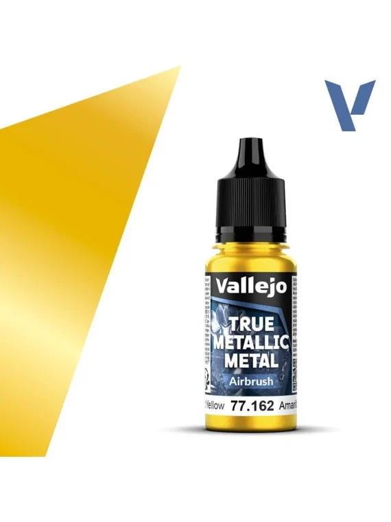 Amarillo Radiante True Metallic Metal Airbrush Vallejo 18ml (77162) de Vallejo en True Metallic Metal | La Cueva Roja