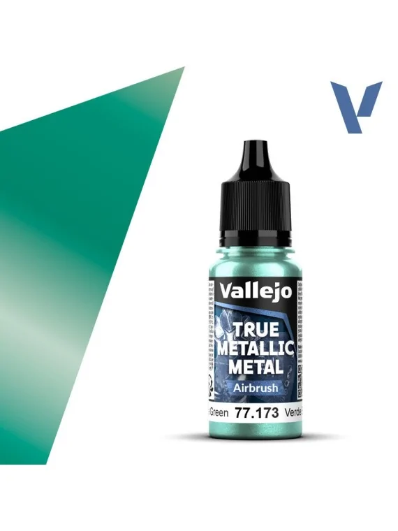 Verde Escarabajo True Metallic Metal Airbrush Vallejo 18ml (77173) de Vallejo en True Metallic Metal | La Cueva Roja