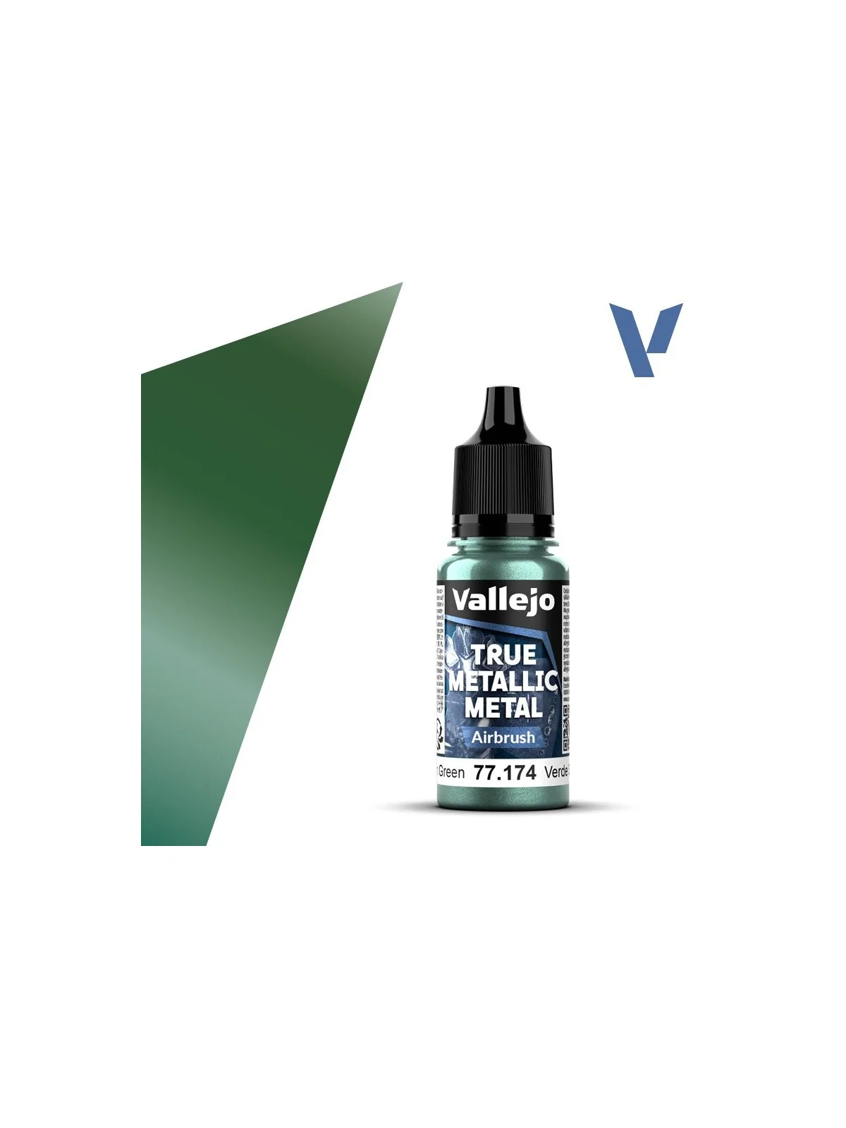Verde Sombrío True Metallic Metal Airbrush Vallejo 18ml (77174) de Vallejo en True Metallic Metal | La Cueva Roja