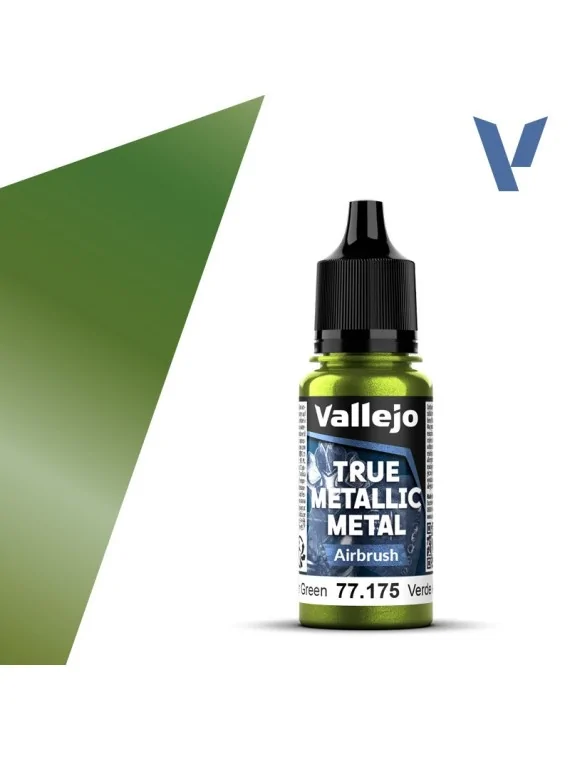 Verde Ámbar True Metallic Metal Airbrush Vallejo 18ml (77175) de Vallejo en True Metallic Metal | La Cueva Roja