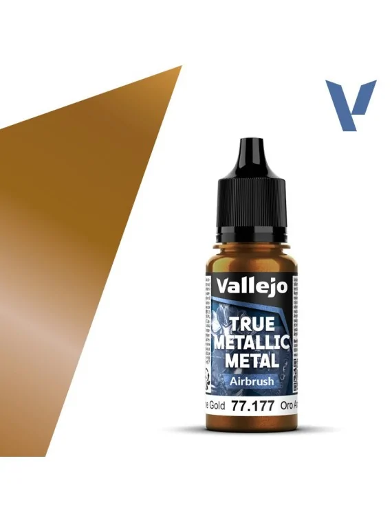 Oro Arcano True Metallic Metal Airbrush Vallejo 18ml (77177) de Vallejo en True Metallic Metal | La Cueva Roja