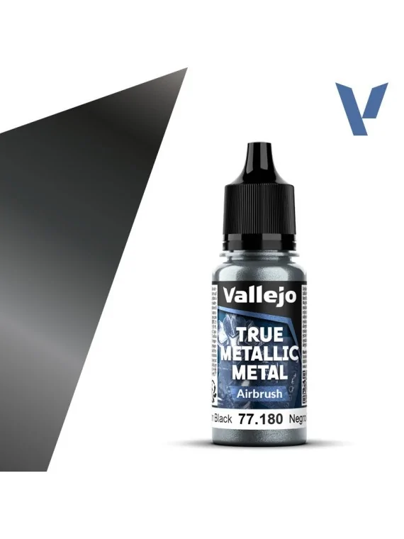 Negro Obsidiana True Metallic Metal Airbrush Vallejo 18ml (77180) de Vallejo en True Metallic Metal | La Cueva Roja