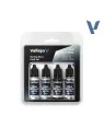 Set 4 Colores Plata de Ley True Metallic Metal Vallejo 18ml (77251) de Vallejo en True Metallic Metal | La Cueva Roja