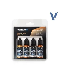 Set 4 Colores Oro Imperial True Metallic Metal Vallejo 18ml (77252) de Vallejo en True Metallic Metal | La Cueva Roja