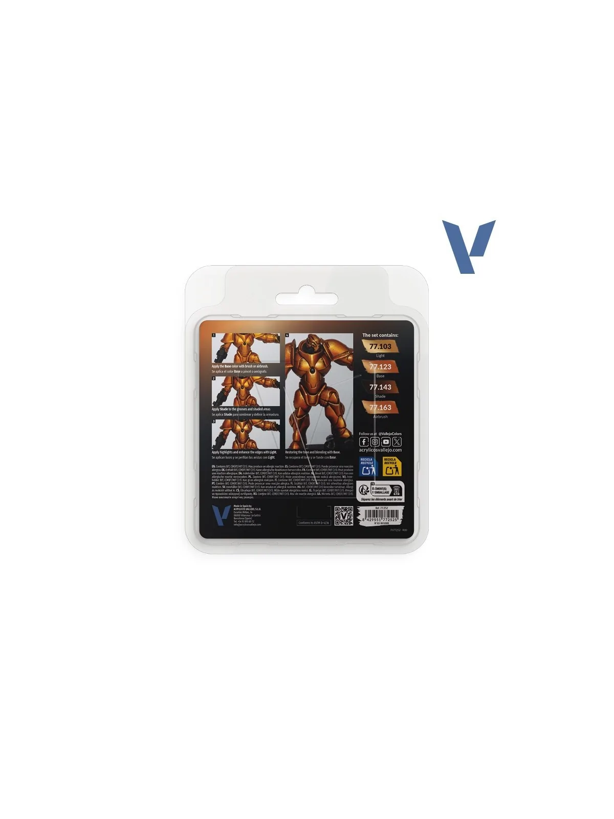 Set 4 Colores Oro Imperial True Metallic Metal Vallejo 18ml (77252) de Vallejo en True Metallic Metal | La Cueva Roja