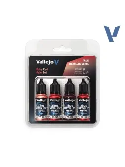 Set 4 Colores Rojo Rubí True Metallic Metal Vallejo 18ml (77254) de Vallejo en True Metallic Metal | La Cueva Roja