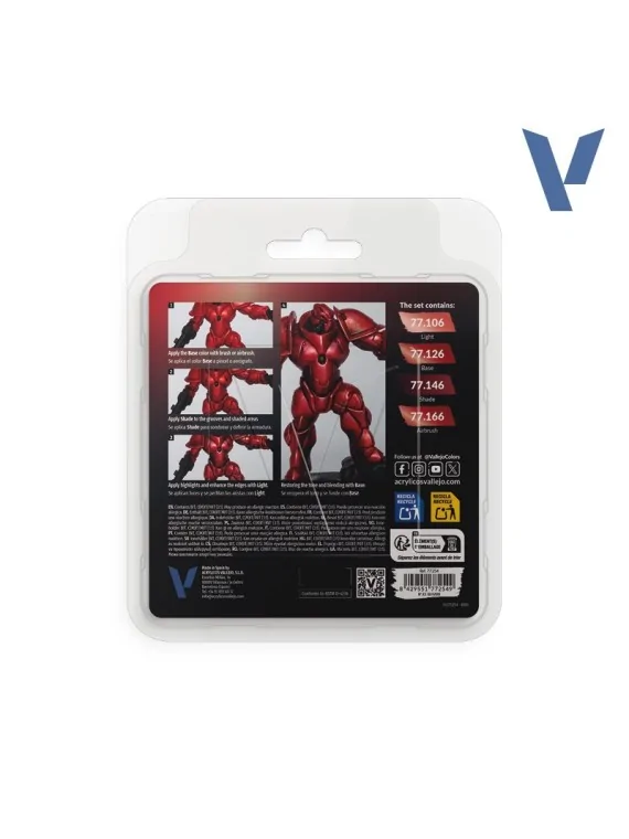 Set 4 Colores Rojo Rubí True Metallic Metal Vallejo 18ml (77254) de Vallejo en True Metallic Metal | La Cueva Roja