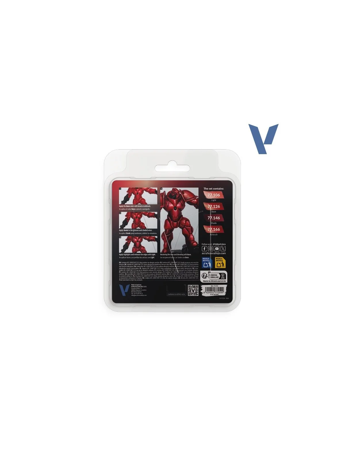 Set 4 Colores Rojo Rubí True Metallic Metal Vallejo 18ml (77254) de Vallejo en True Metallic Metal | La Cueva Roja