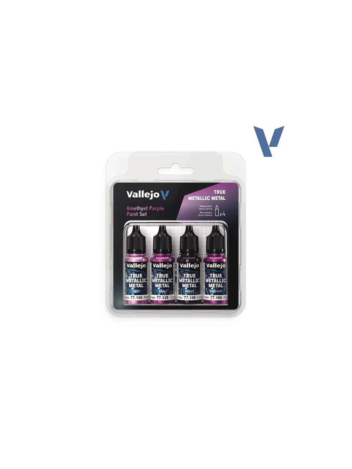 Set 4 Colores Púrpura Amatista True Metallic Metal Vallejo 18ml (77255) de Vallejo en True Metallic Metal | La Cueva Roja