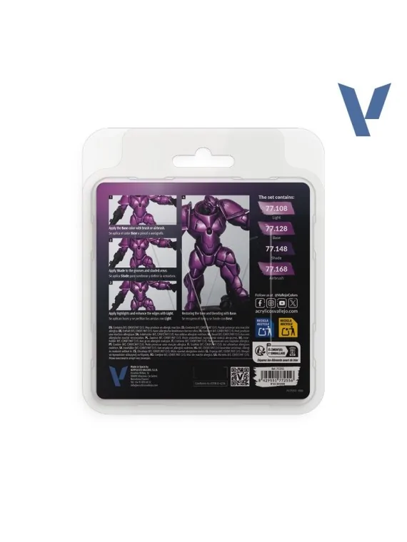 Set 4 Colores Púrpura Amatista True Metallic Metal Vallejo 18ml (77255) de Vallejo en True Metallic Metal | La Cueva Roja