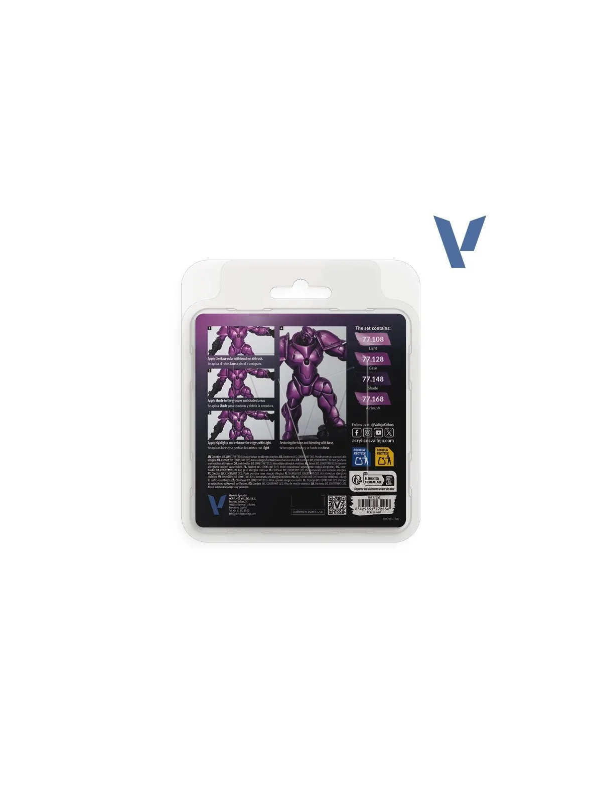 Set 4 Colores Púrpura Amatista True Metallic Metal Vallejo 18ml (77255) de Vallejo en True Metallic Metal | La Cueva Roja