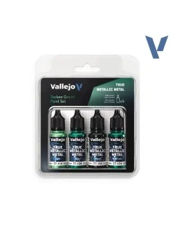Set 4 Colores Verde Sombrío True Metallic Metal Vallejo 18ml (77257) de Vallejo en True Metallic Metal | La Cueva Roja